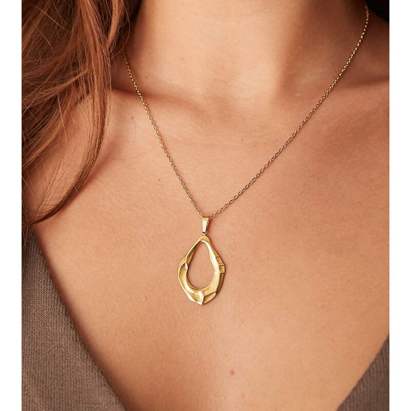 Lost Souls stainless steel 18ct gold plated statement molten