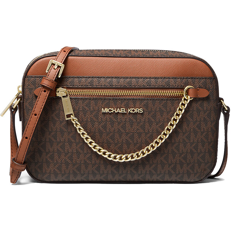 Michael Kors Jet Set Large Logo dámská crossbody kabelka hnědá