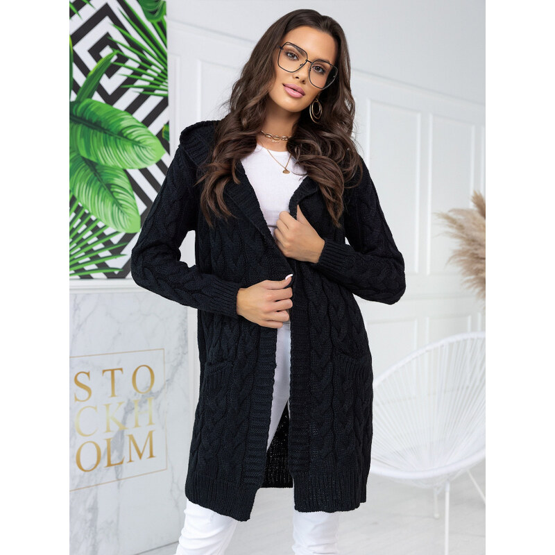 Fashionweek Dlouhý Kardigan s kapucí NB-GATO