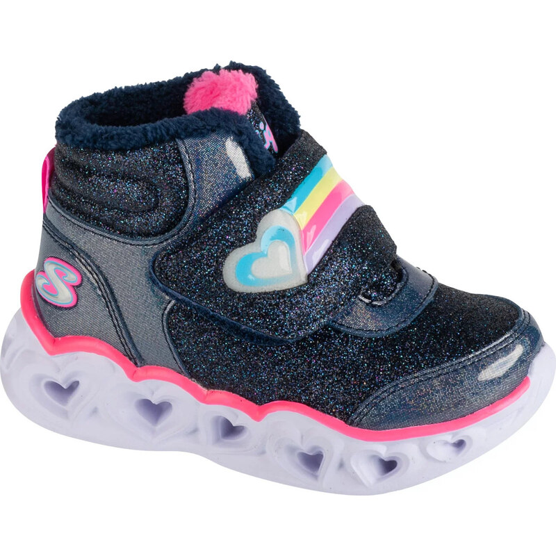 Tmavě modré dívčí svítící boty Skechers Heart Lights - Brilliant
