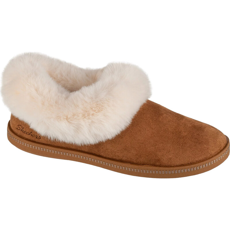Hnědé dámské pantofle s kožíškem Skechers Cozy Campfire - Winter 102078176