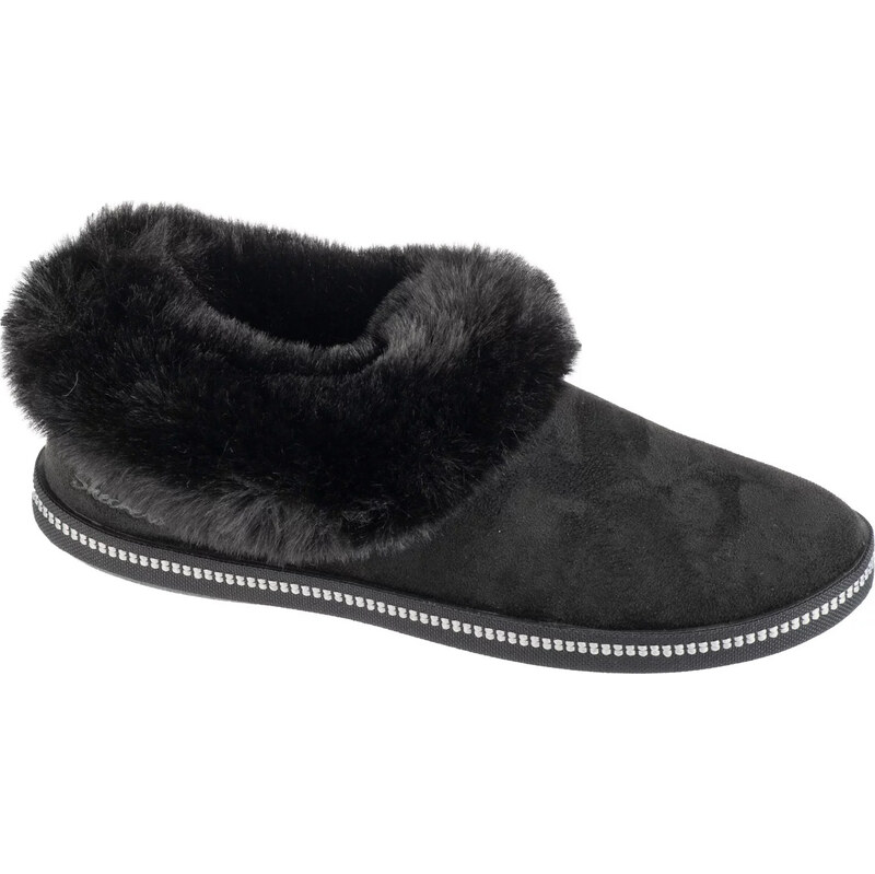 Černé dámské pantofle s kožíškem Skechers Cozy Campfire - Winter 102078175