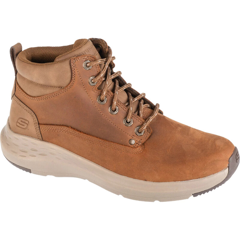 Hnědé pánské kožené kotníkové boty Skechers Parson - Ederic