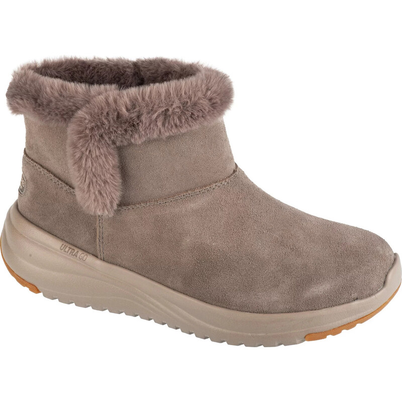 Hnědé dámské semišové zimní kotníkové boty Skechers On-The-Go