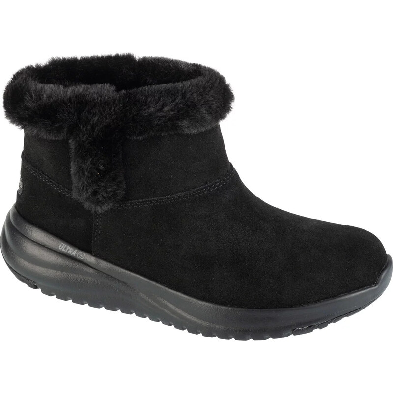 Černé semišové dámské zimní kotníkové boty Skechers On-The-Go