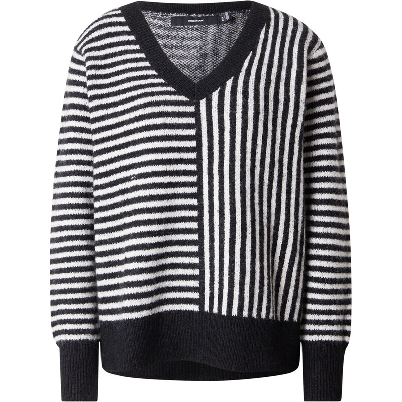 VERO MODA Svetr VMURANUS černá / bílá