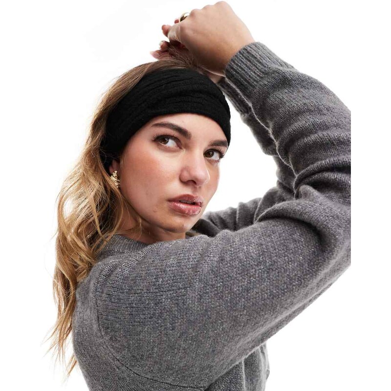 ASOS DESIGN cross over knit headband in black 102103130
