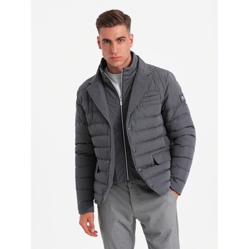 Ombre Mens quilted jacket with jacket cut - graphite