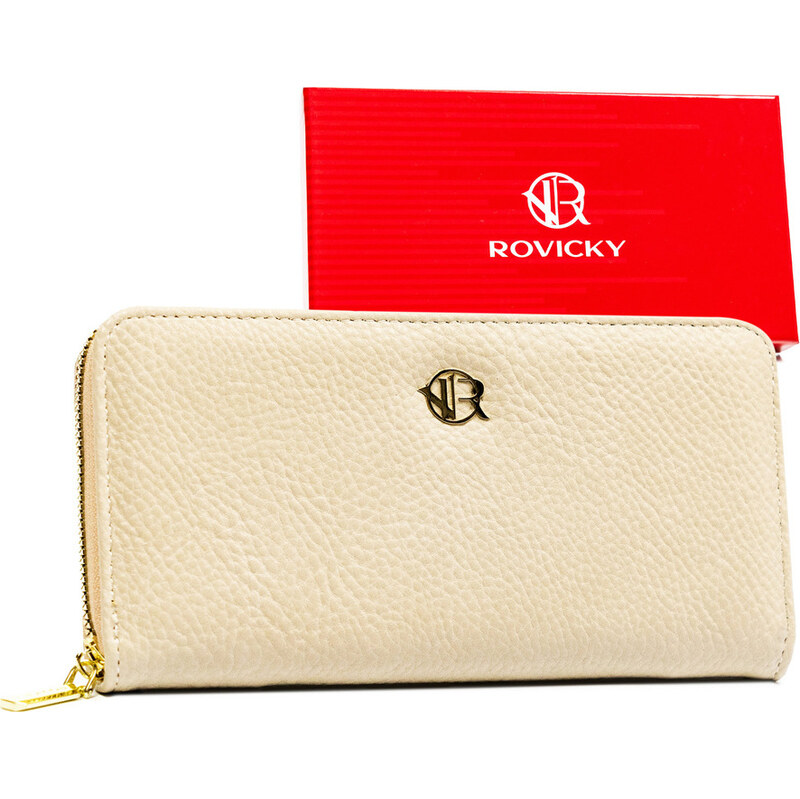 Rovicky béžová stylová peněženka na zip V362 113743477