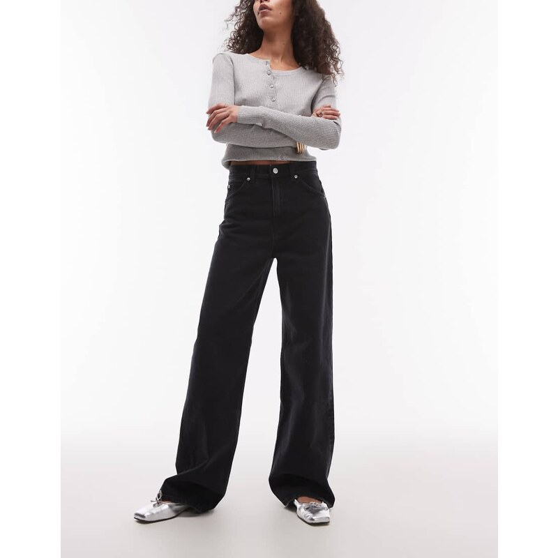 ARKET Lupine high rise wide leg jeans in washed black 102148819