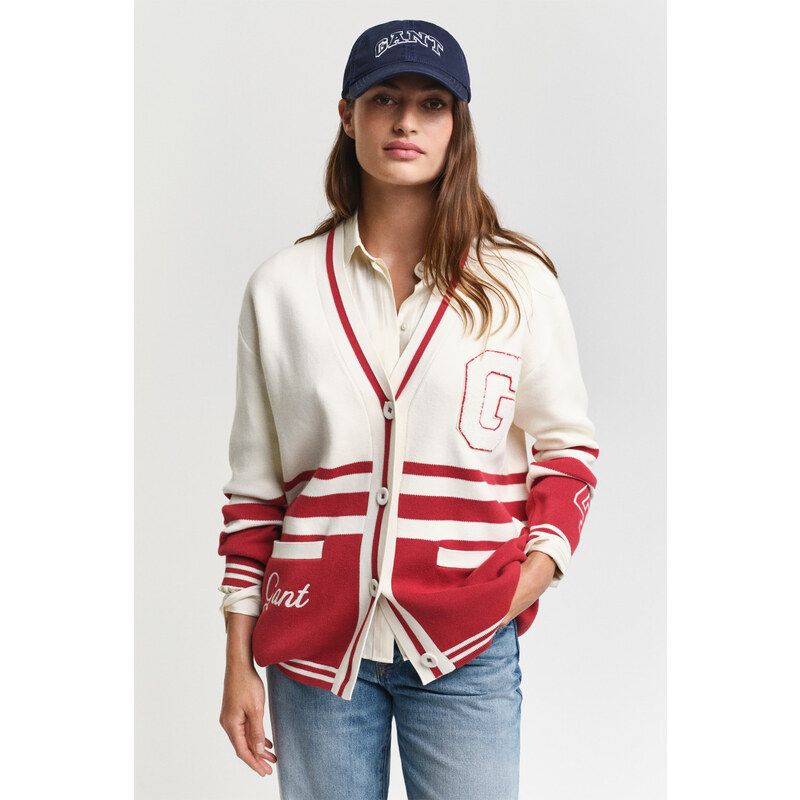 KARDIGAN GANT VARSITY CARDIGAN CREAM 102150915