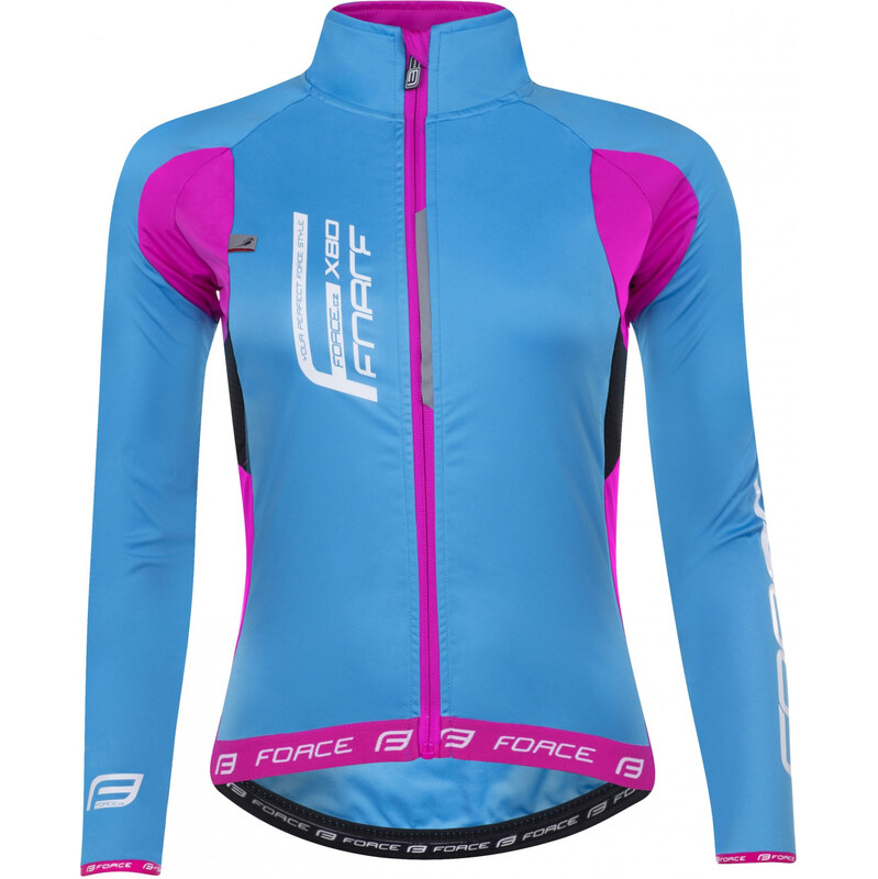 Force bunda dámská X80, tenký softshell, modro-růžová
