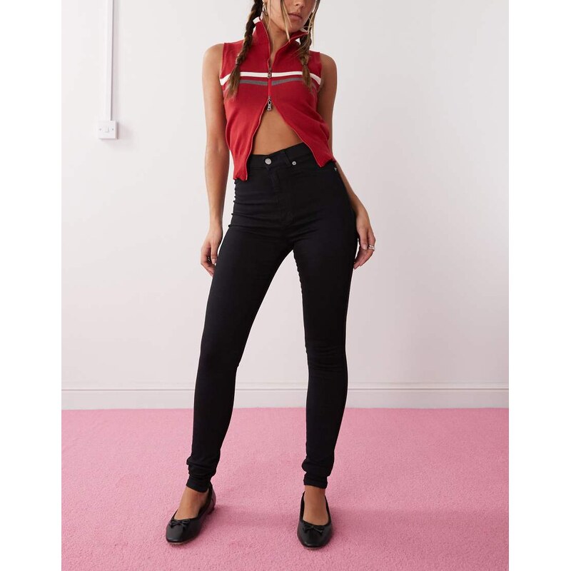 Dr Denim Solitaire high waist super skinny jeans in black 102182088