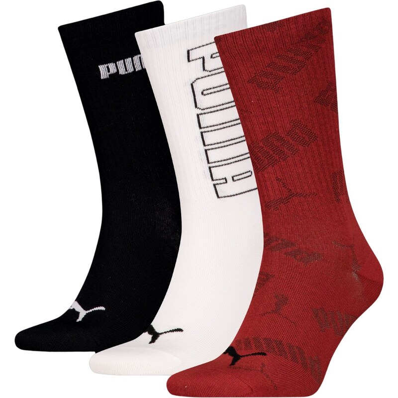 Puma unisex mesh logo crew sock 3p red combo 102204085
