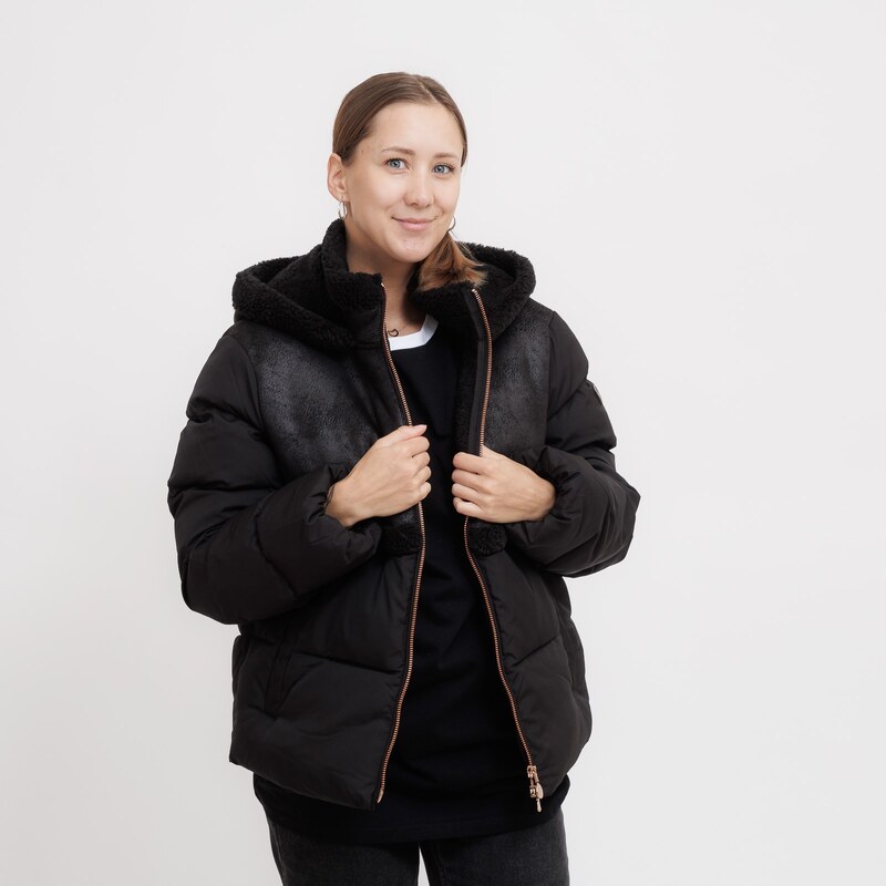 Ea7 emporio armani hooded jacket with sheepskin BLACK 102204079