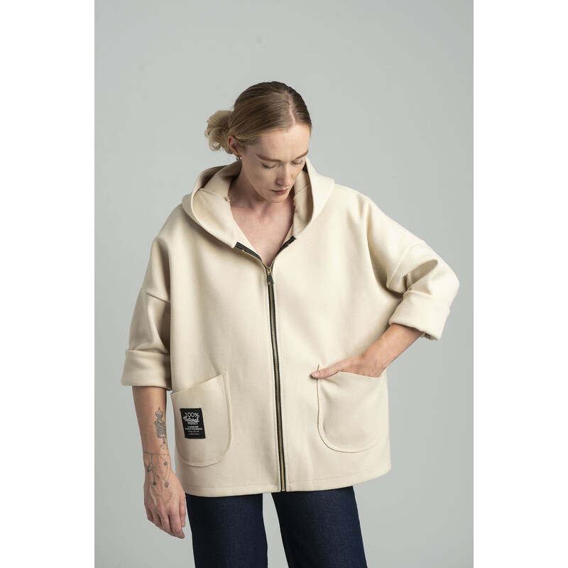 New collection Beige transitional light jacket with hood