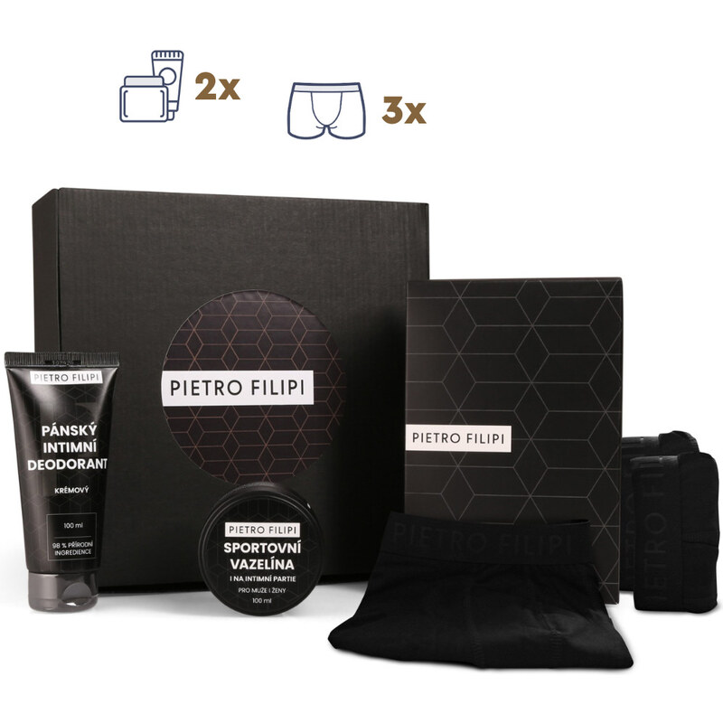 Pánská dárková sada 3PACK boxerky a kosmetika Pietro Filipi (5PAJK2) 101908104