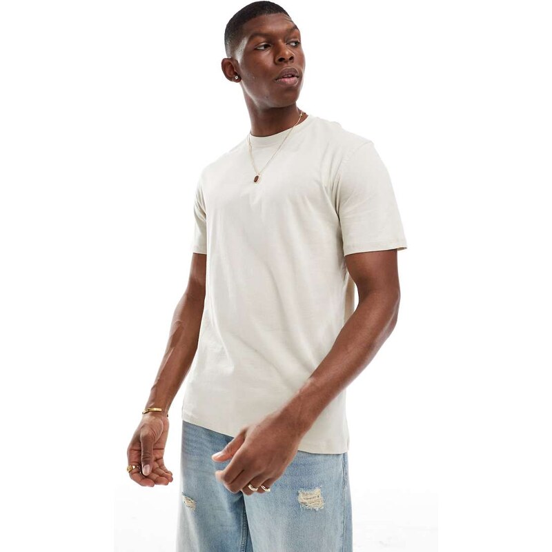 ONLY & SONS slim fit t-shirt in beige-Neutral