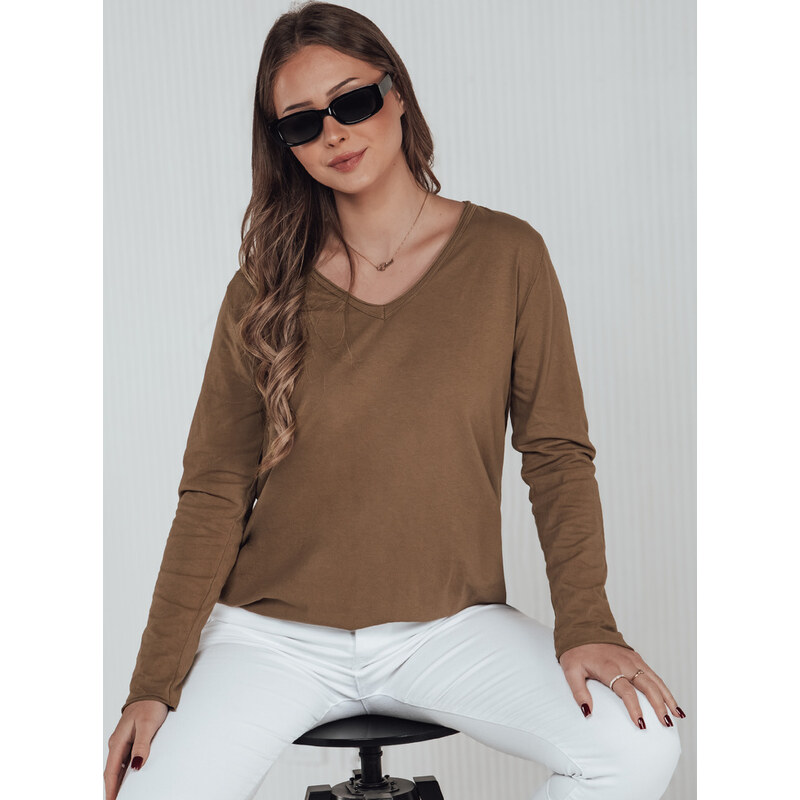 BASIC Světle hnědá dámská volná halenka VAVLSTYLES RY2686