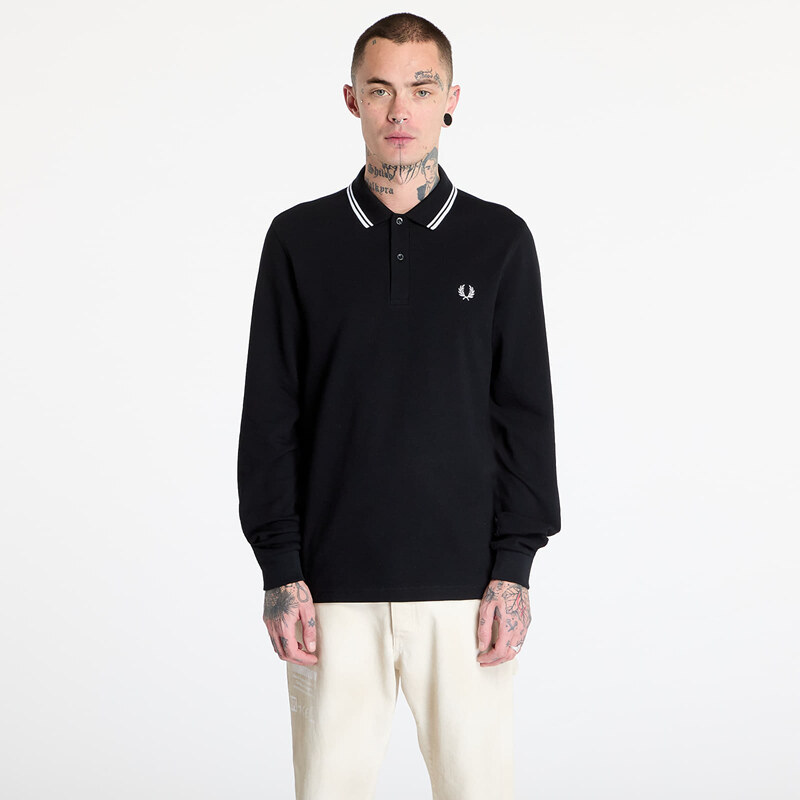 Tričko FRED PERRY Long Sleeve Twin Tipped Shirt Black L