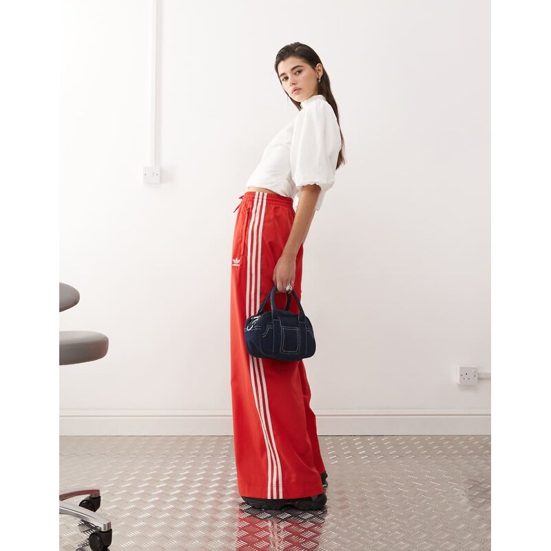 adidas Originals Adicolor wide leg track pants in red 102273227