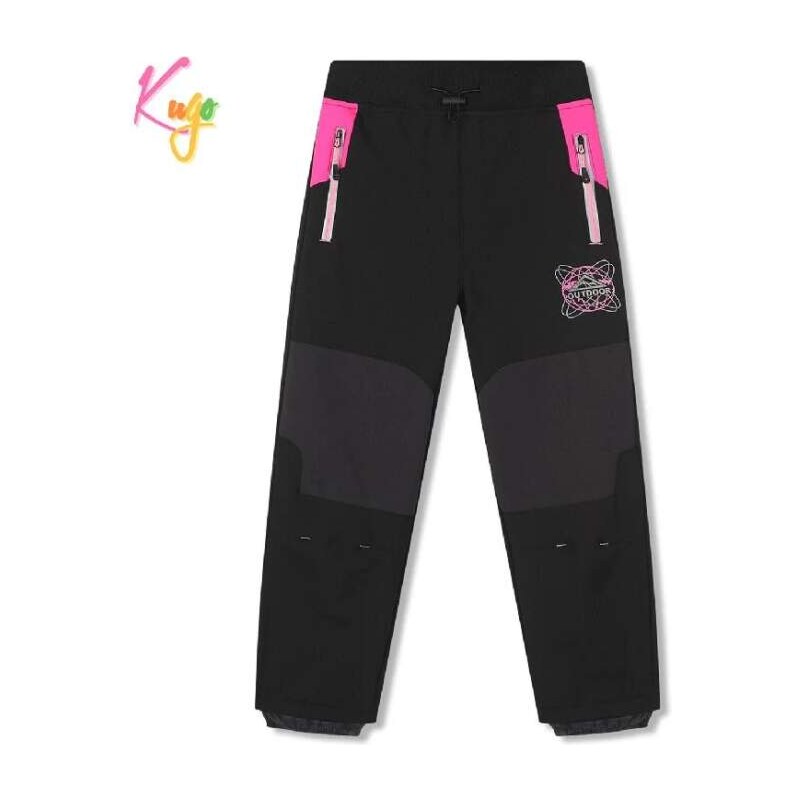 Dívčí softshellové kalhoty zateplené Kugo HK5059 černé, vel. 140