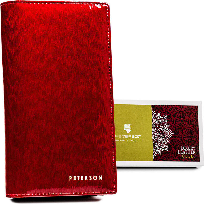 Peterson Červená elegantní lakovaná kožená peněženka Y382 85889002