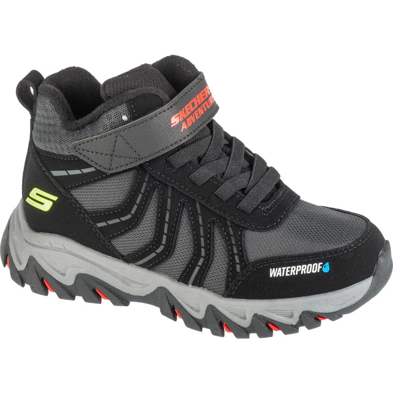 Černo-šedé chlapecké trailové kotníkové tenisky Skechers Rugged