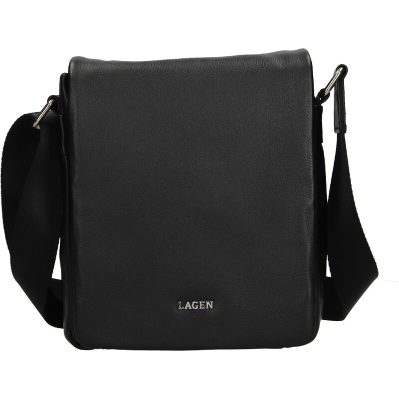 Pánská kožená taška 15016 BLK Lagen černá