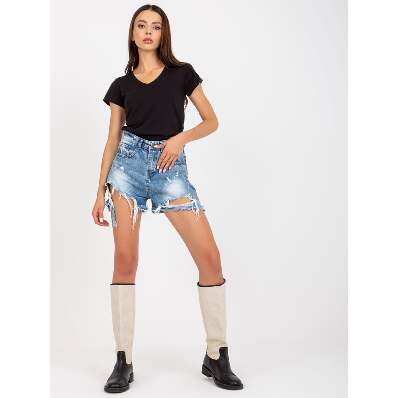 BASIC Feel Good Black cotton v-neck t-shirt 107083433