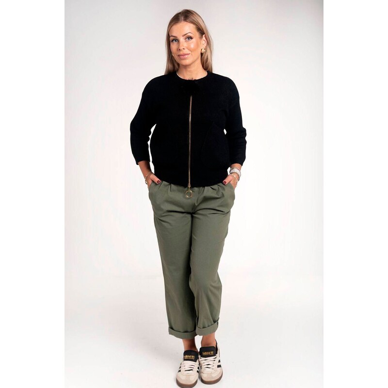 marka niezdefiniowana Khaki cotton trousers with elastic band