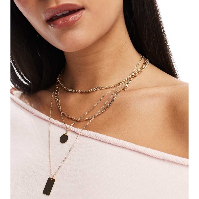 Pieces multi chain necklace with charm detail in gold 102283439