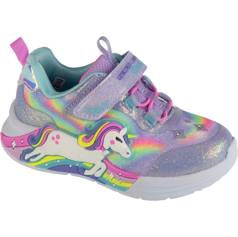 Světle fialové dívčí svítící tenisky Skechers Unicorn Chaser