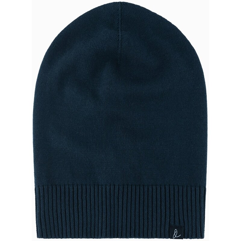 Ombre Mens cotton knit winter beanie hat - navy blue