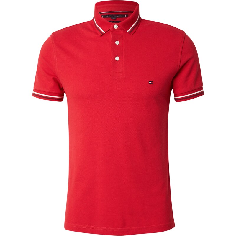 TOMMY HILFIGER Tričko Slim Fit Tipped červená / vínově červená /