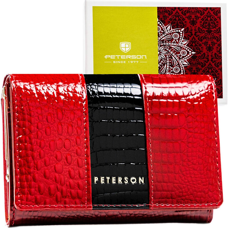 Peterson Červeno-černá dámská peněženka s ražbou Y746 Červená