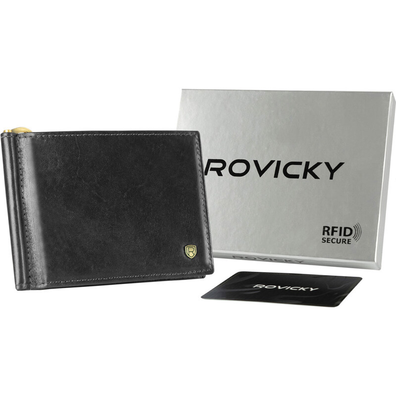 Rovicky Černá pánská peněženka s RFID L242