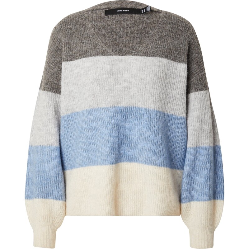 VERO MODA Svetr VMDEsma krémová / světlemodrá / světle šedá / šedý 102617779