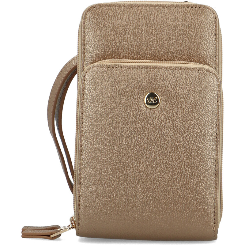 Malá dámská kožená crossbody kabelka bronzově zlatá - Hexagona