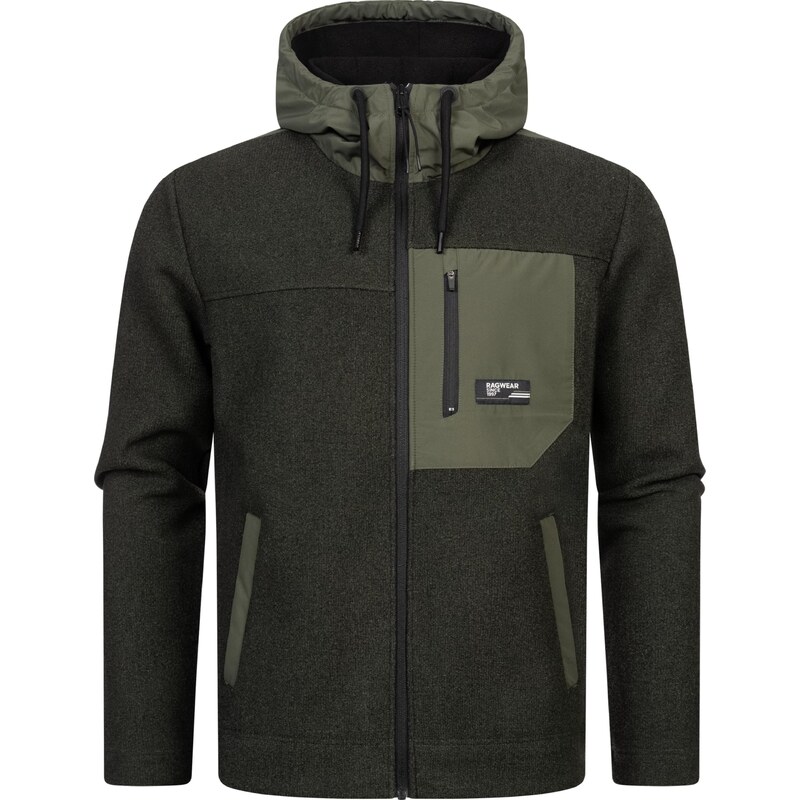Ragwear Fleecová mikina Brodney zelená / olivová / černá