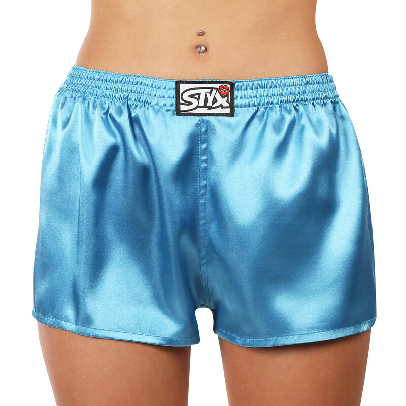 Dámské trenky Styx klasická guma saténové modré (L967) 111020684