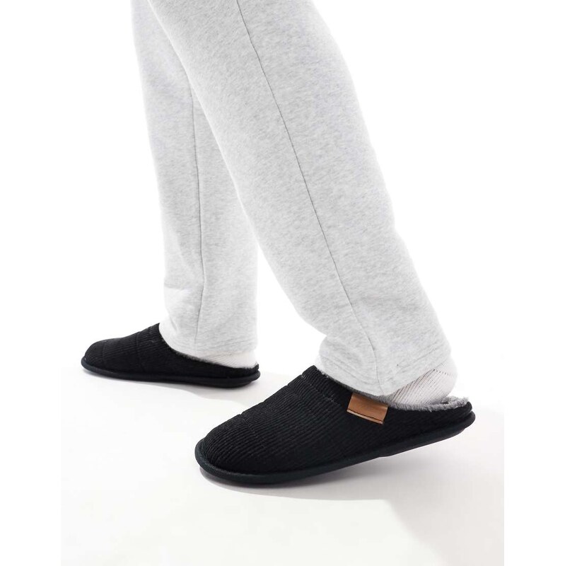 Jack & Jones faux suede slip on slipper in black