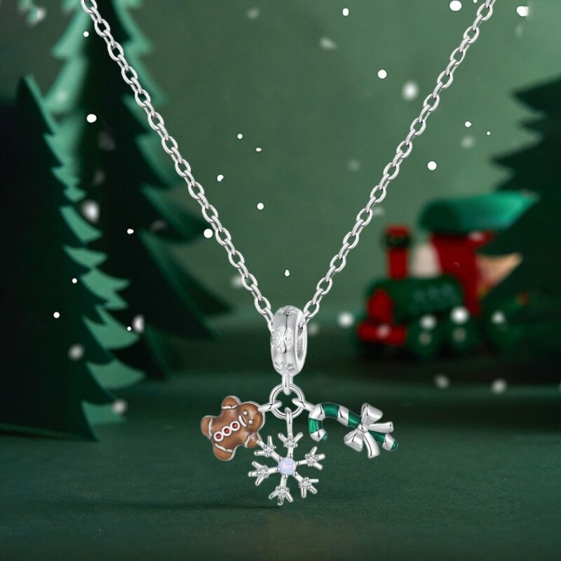 GRACE Silver Jewellery Stříbrný náhrdelník Vánoční přívěsky - stříbro 102370766