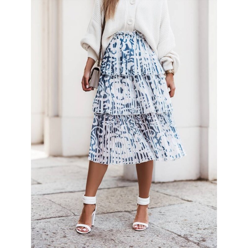 White and navy blue skirt Cocomore cmgSP522.R01