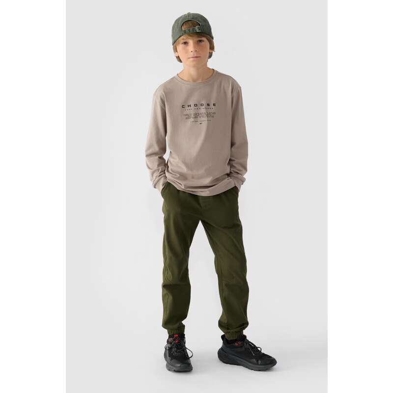 Chlapecké Kalhoty Jogger Casual Hladké 4F Khaki 4FJWMM00TTR