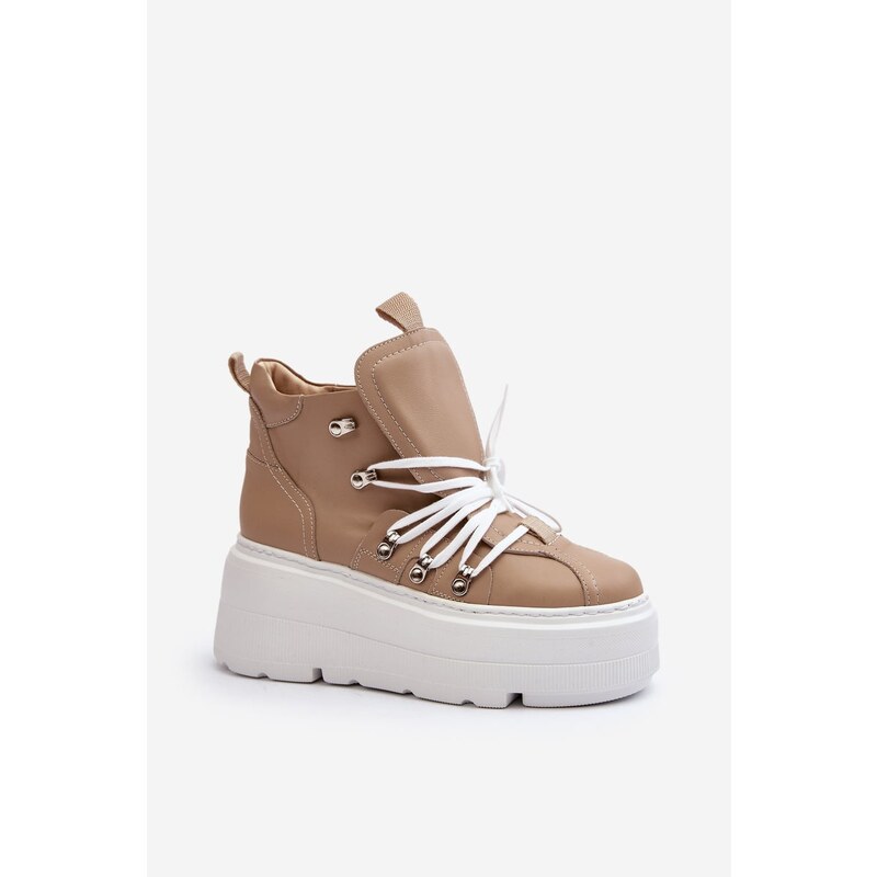 Zazoo 3416 Kožené Dámské Sportovní Boty Beige