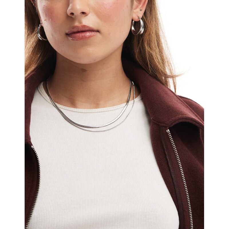 Pieces two chain necklace in silver 102404751