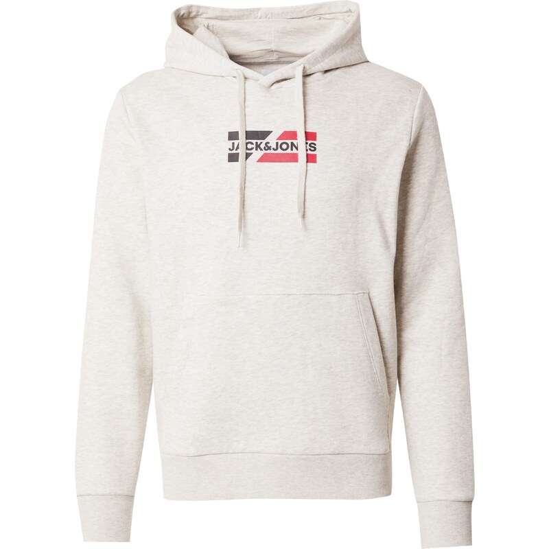 JACK & JONES Mikina JJECorp béžový melír / jasně červená / černá