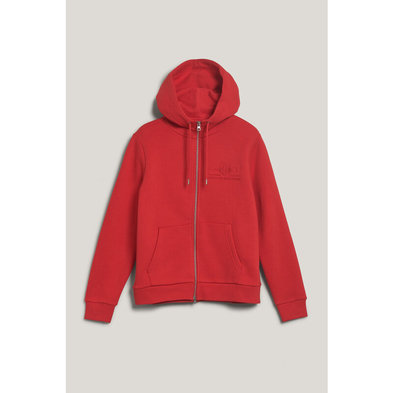 MIKINA GANT REG TONAL SHIELD ZIP HOODIE BRIGHT RED