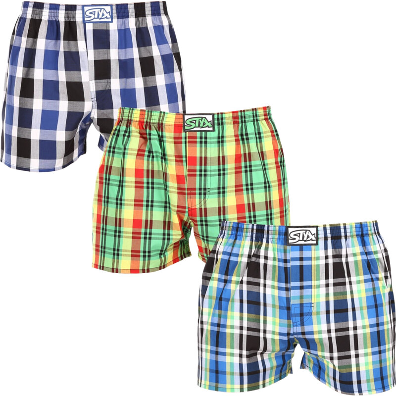 3PACK pánské trenky Styx klasická guma vícebarevné (3A11789)